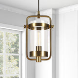 Hudson & Canal Orion Industrial Metal and Glass Pendant in Brass