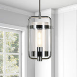 Hudson & Canal Orion Industrial Metal and Glass Pendant in Nickel