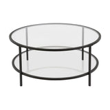 Hudson & Canal Orwell coffee table in blackened bronze with glass shelf