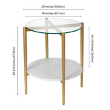 Hudson & Canal Otto Side table in brass with white lacquer shelf