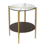 Hudson & Canal Otto Side table in gold with walnut shelf