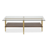 Hudson & Canal Otto coffee table in gold with walnut shelf