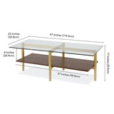 Hudson & Canal Otto coffee table in gold with walnut shelf