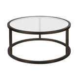 Hudson & Canal Parker Round Coffee Table in Blackened Bronze Finish