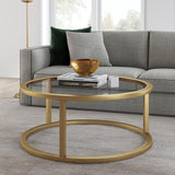 Hudson & Canal Parker Round Coffee Table in Brass Finish