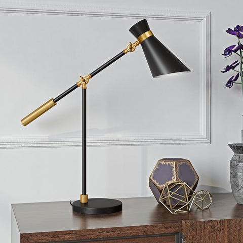 Hudson & Canal Rex Two Tone Black and Brass Finish Table Lamp