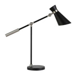 Hudson & Canal Rex Two Tone Black and Brushed Nickel Table Lamp