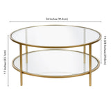 Hudson & Canal Sivil coffee table in gold with glass shelf