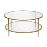 Hudson & Canal Sivil coffee table in gold with glass shelf