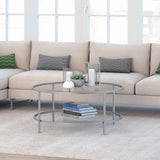 Hudson & Canal Sivil coffee table in satin nickel with glass shelf