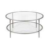 Hudson & Canal Sivil coffee table in satin nickel with glass shelf