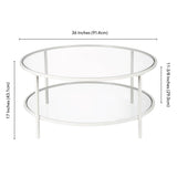 Hudson & Canal Sivil coffee table in white with glass shelf