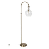 Hudson & Canal Verona Arc Brass Floor Lamp with Seeded Glass Shade