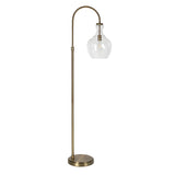 Hudson & Canal Verona Arc Brass Floor Lamp with Seeded Glass Shade