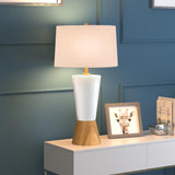 Hudson & Canal Virta table lamp in wood and ceramic