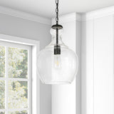 Hudson & Canal Westford Blackened Bronze and Seeded Glass Pendant