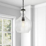 Hudson & Canal Westford Blackened Bronze and Seeded Glass Pendant