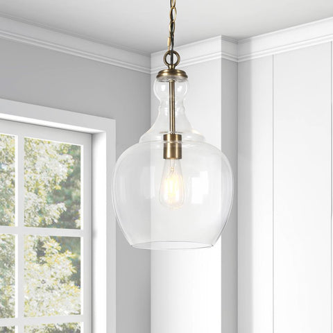 Hudson & Canal Westford Brass and Clear Glass Pendant