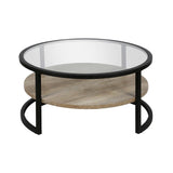 Hudson & Canal Winston Round Coffee Table in Blackened Bronze with Limed Oak Shelf