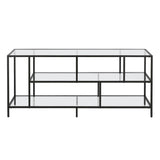 Hudson & Canal Winthrop TV Stand with Glass Shelves in Blackened Bronze Finish