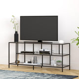 Hudson & Canal Winthrop TV Stand with Glass Shelves in Blackened Bronze Finish