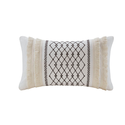 INK+IVY Bea Embroidered Cotton Oblong Pillow with Tassels Oblong
