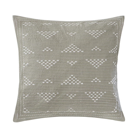 INK+IVY Cario Embroidered Square Pillow In Taupe