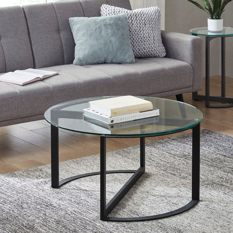 INK+IVY Evan Round Glass Coffee Table