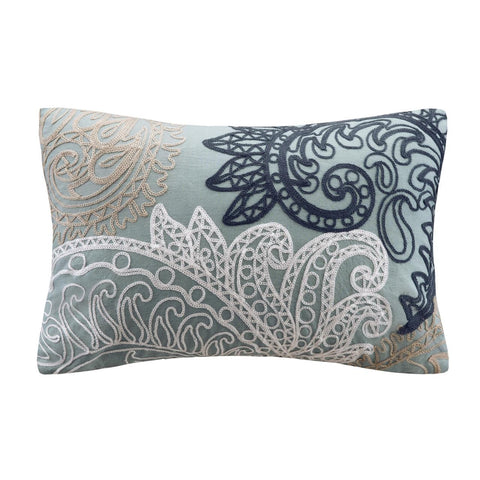 INK+IVY Kiran Embroidered Oblong Pillow In Blue