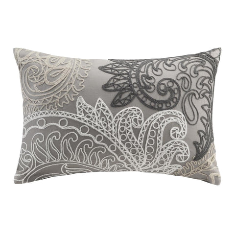 INK+IVY Kiran Embroidered Oblong Pillow in Taupe