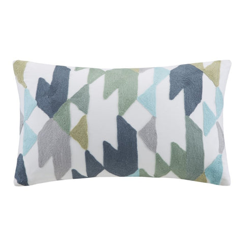 INK+IVY Konya Embroidered Oblong Pillow In Blue