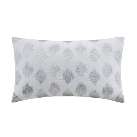 INK+IVY Nadia Dot Embroidered Oblong Pillow In Silver