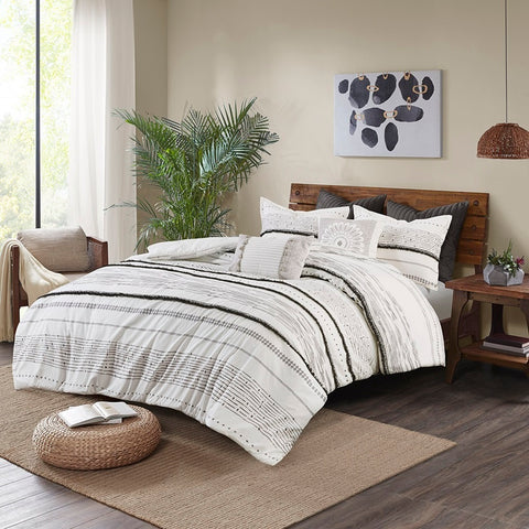 INK+IVY Nea Cotton Printed Comforter Set with Trims - Full/Queen