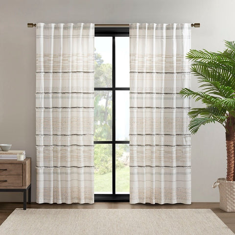 INK+IVY Nea Cotton Printed Window Panel with tassel trim and Lining - 84" Panel
