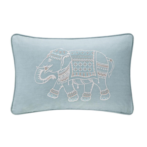 INK+IVY Zahira Embroidered Oblong Pillow In Blue