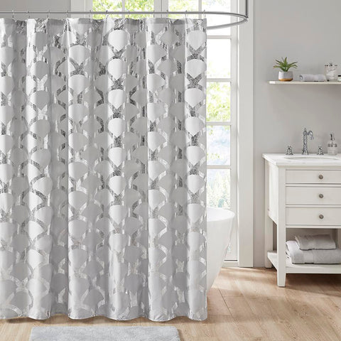 Intelligent Design Lorna Metallic Scallop Shower Curtain 72x72"