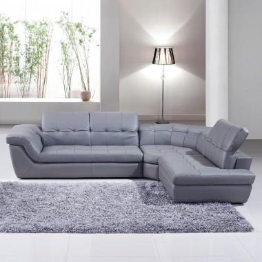J&M 397 Italian Leather Sectional In Grey