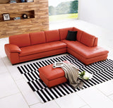 J&M Furniture 625 Italian Leather Ottoman in Pumpkin