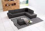 J&M 625 Italian Leather Sectional In Grey