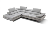J&M Furniture A761 Italian Leather Sectional Light Grey In Left Hand Facing