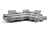 J&M Furniture A761 Italian Leather Sectional Light Grey In Right Hand Facing