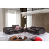 J&M A973 2 Piece Italian Leather Sofa And Loveseat Set In Coffee