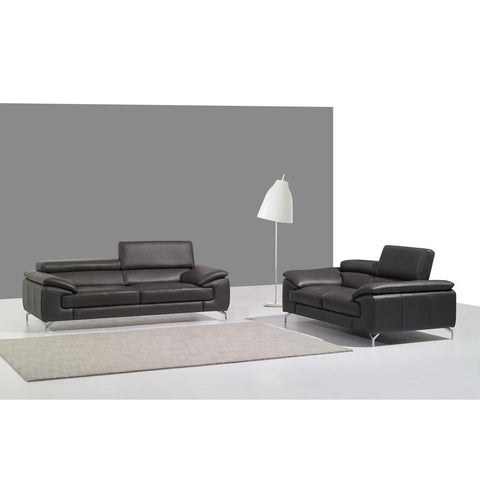 J&M A973 2 Piece Italian Leather Sofa And Loveseat Set In Grey