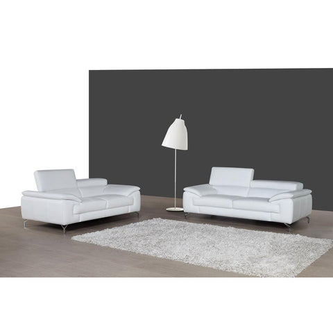 J&M A973 Italian Leather Sofa In White