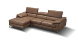 J&M Furniture A973B Italian Leather Mini Sectional Chaise in Caramel