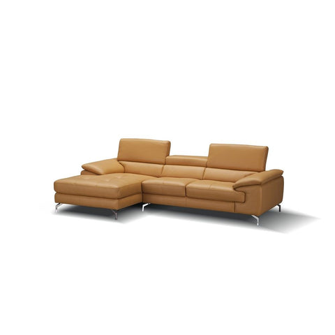 J&M Furniture A973B Italian Leather Mini Sectional Chaise in Freesia