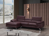 J&M Furniture A973B Italian Leather Mini Sectional Chaise in Maroon