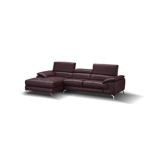 J&M Furniture A973B Italian Leather Mini Sectional Chaise in Maroon