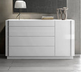 J&M Furniture Amora 6 Piece Platform Bedroom Set in White Lacquer & Stone Slate