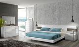 J&M Furniture Amora Nightstand in White Lacquer & Chrome